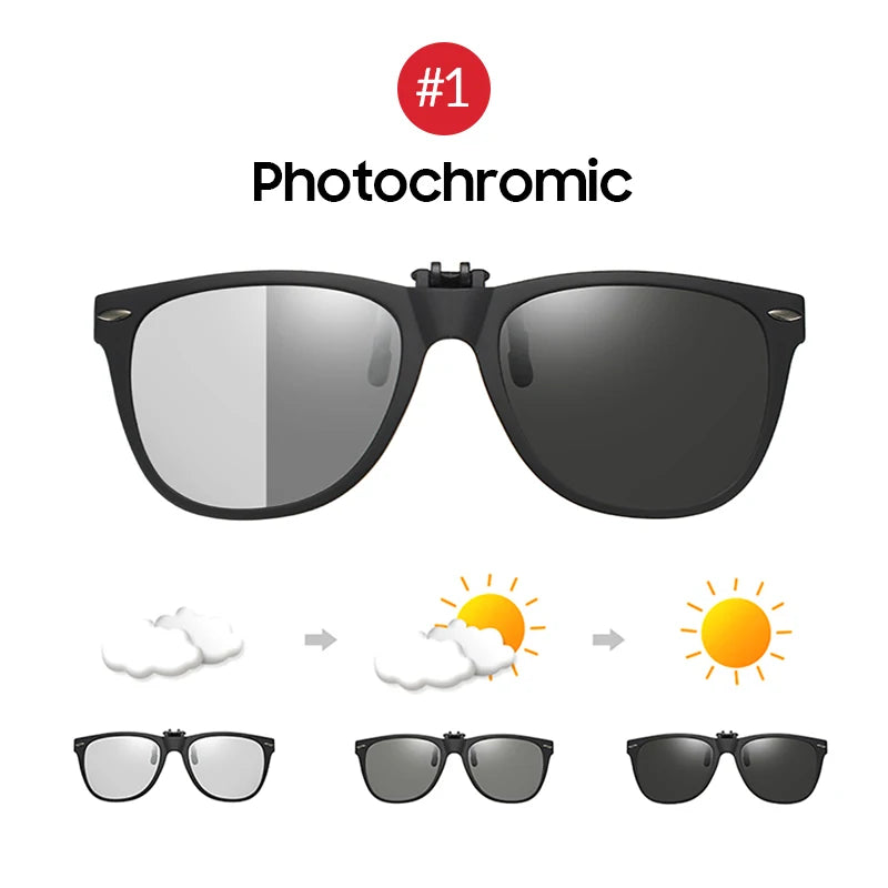 Flip-Up Clip-On Sunglasses | 9 Lens Options