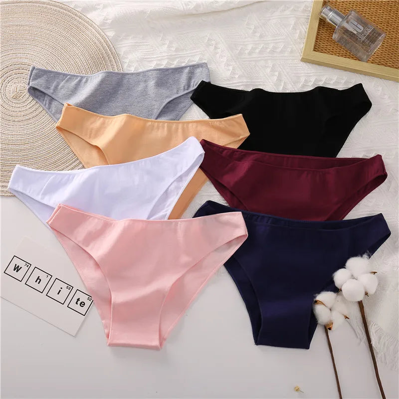 FINETOO M-2XL Women Cotton Soft Panties Midi Waist Pantys Lingerie Femme Panty Briefs Woman Underpants Sexy Underwear for Girls