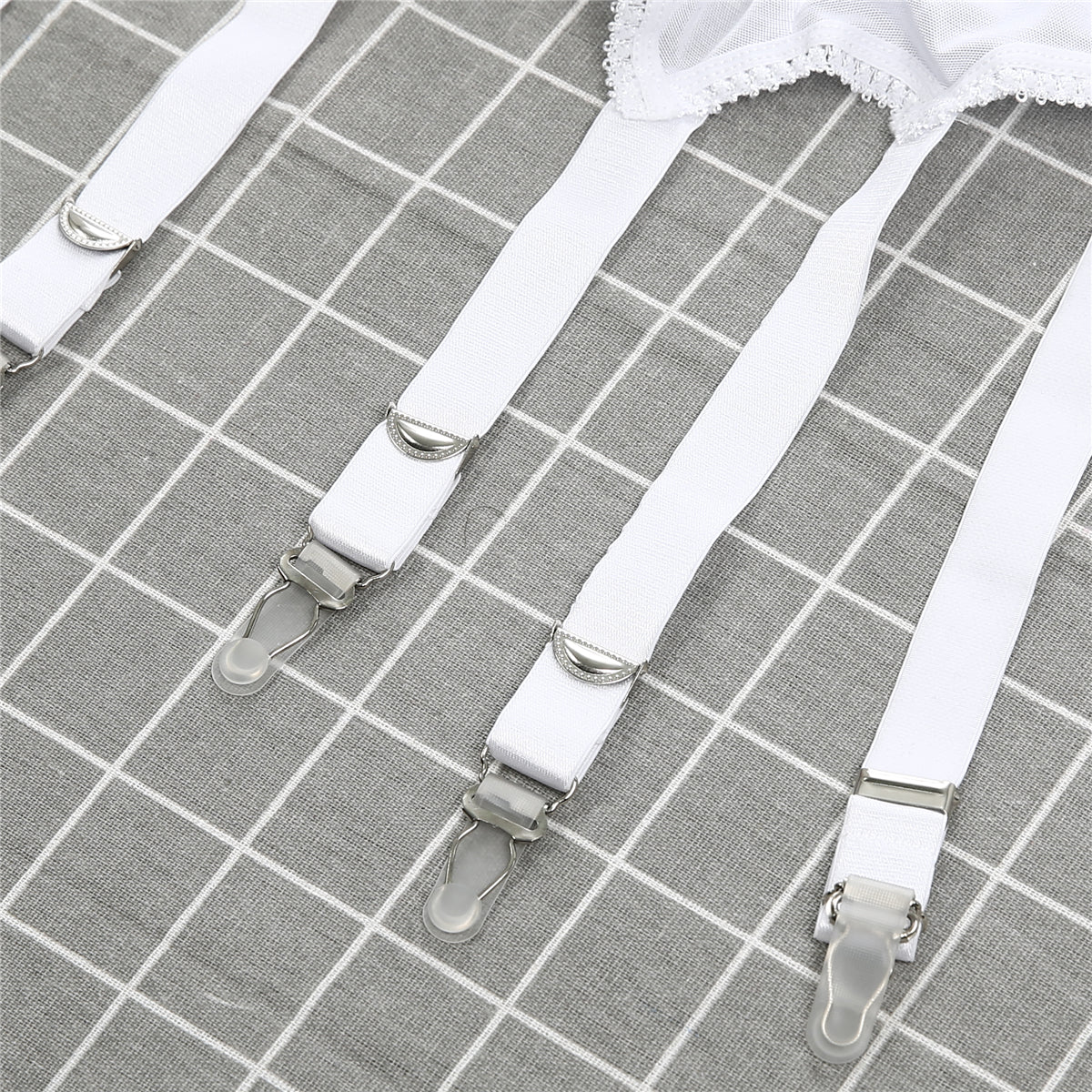 Hirigin Women Sexy Retro High Waist Elastic Mesh Garter Belt Suspender 6 Metal Buckles Erotic Sex Wear