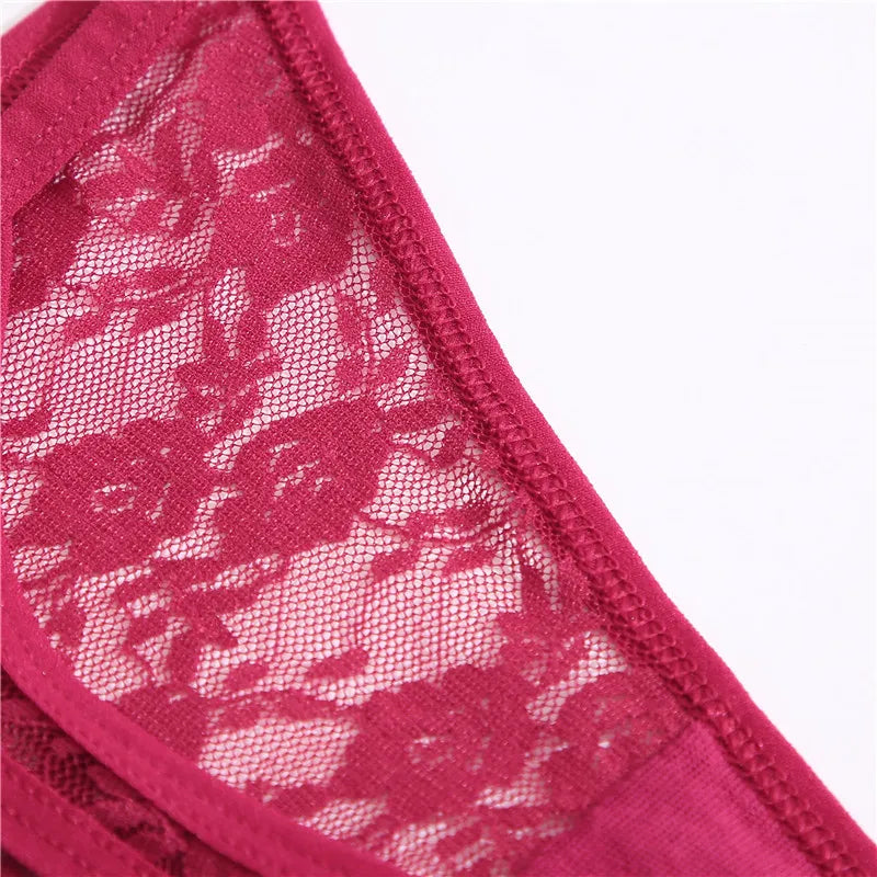 FINETOO 2PCS/Set Women Lace G-string Panties Thongs Sexy Underwear Pantys Low-Waist Femme Underpants Mesh Transparent  Lingerie