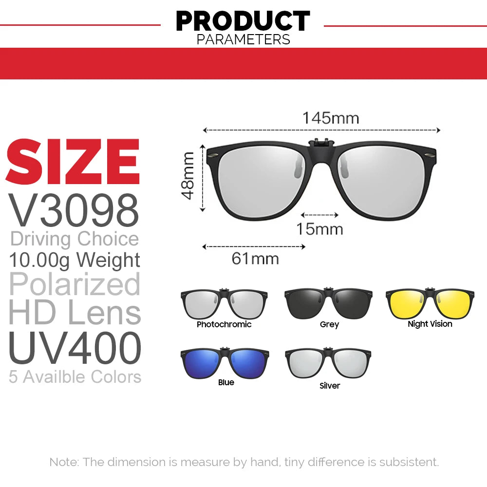 Flip-Up Clip-On Sunglasses | 9 Lens Options