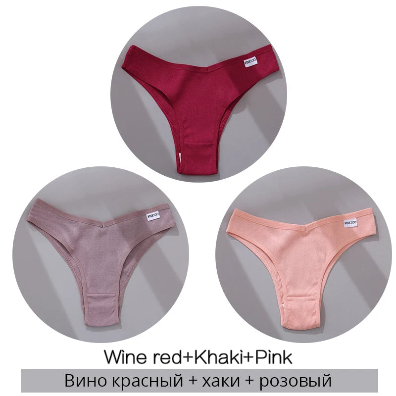 3-Pack Seamless Cotton Brief Panties – Breathable Low-Rise Underwear for Women (M–XL, 28 Color Sets)