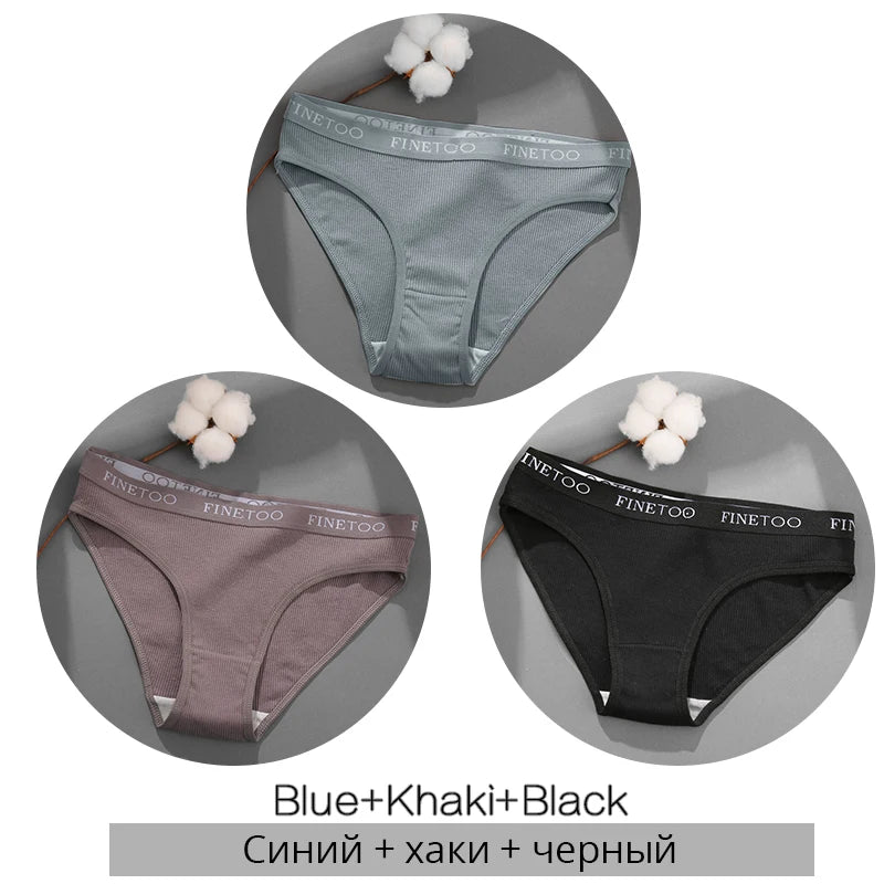 3-Pack Cotton Brief Panties – Soft Low-Rise Everyday Underwear for Women (M–2XL, 28 Color Sets, 2 Styles)