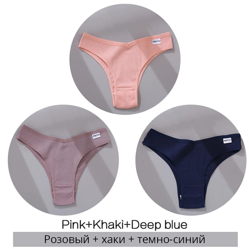3-Pack Seamless Cotton Brief Panties – Breathable Low-Rise Underwear for Women (M–XL, 28 Color Sets)