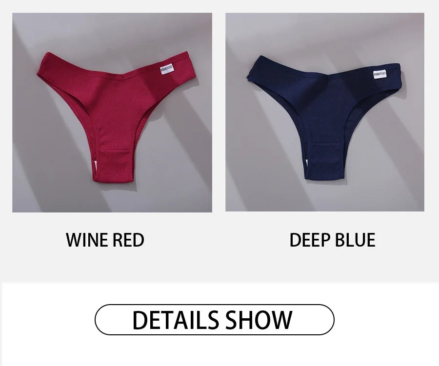 V-Waist Cotton Brazilian Brief Panties – Sexy Low-Rise Breathable Underwear for Women (M–XL, 9 Colors)