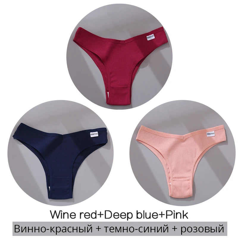 3-Pack Seamless Cotton Brief Panties – Breathable Low-Rise Underwear for Women (M–XL, 28 Color Sets)