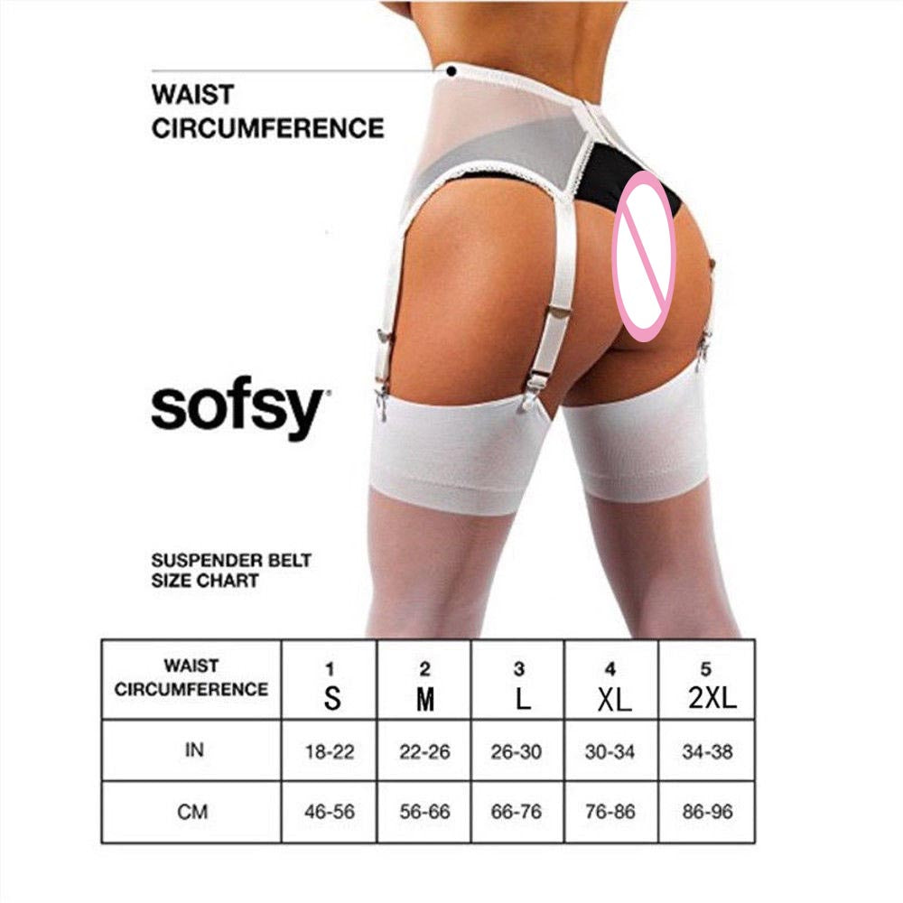 Hirigin Women Sexy Retro High Waist Elastic Mesh Garter Belt Suspender 6 Metal Buckles Erotic Sex Wear