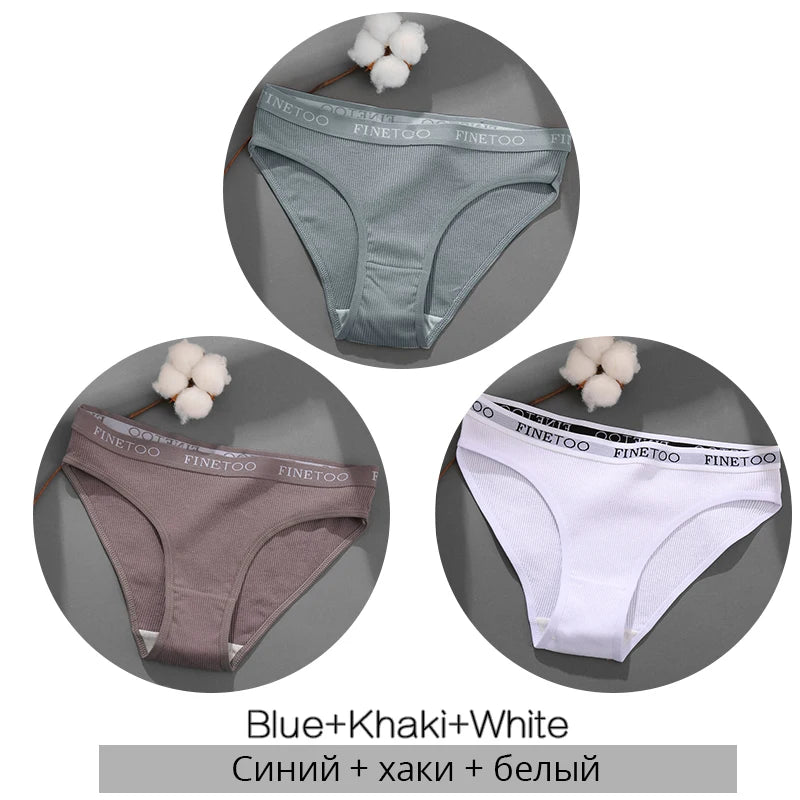 3-Pack Cotton Brief Panties – Soft Low-Rise Everyday Underwear for Women (M–2XL, 28 Color Sets, 2 Styles)