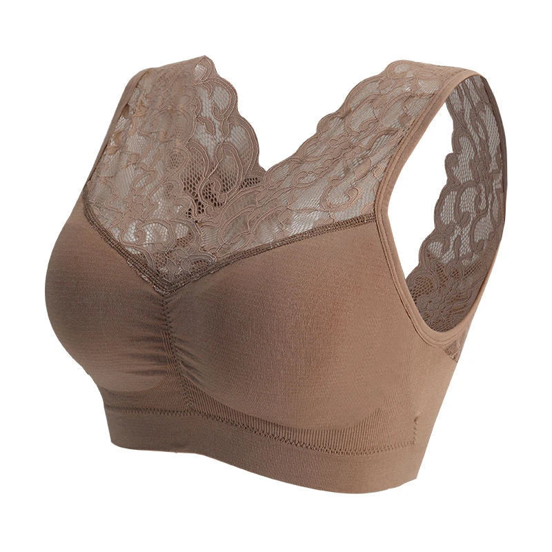 Women's Seamless Lace Push-Up Bra – Wire-Free Beauty Back Bralette | Plus Size L–XXL
