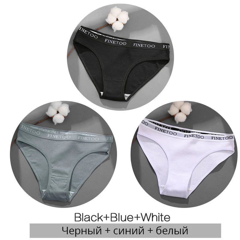 3-Pack Cotton Brief Panties – Soft Low-Rise Everyday Underwear for Women (M–2XL, 28 Color Sets, 2 Styles)