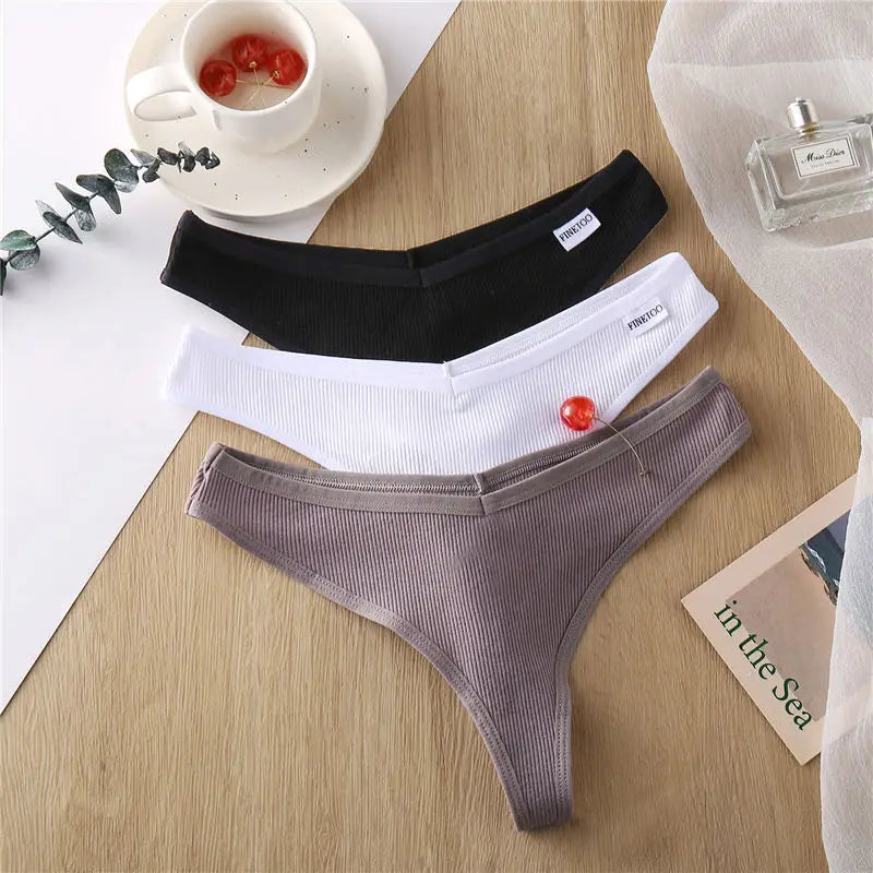 Sexy Panties Women G-string Cotton Feamle Underwear Panties Low Waist Thong Underpants 6 Solid Color Pantys Intimates Lingerie