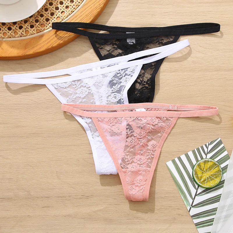 FINETOO Sexy Lace Thongs M-XL Low Waist T-Back Underwear Women Lace G-string Underpants Lady Bikini Panties Female Sexy Lingerie