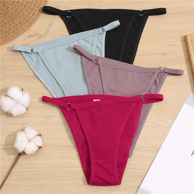 3-Pack Cotton Ring-Strap Bikini Briefs — Low-Rise Soft Panties M–2XL
