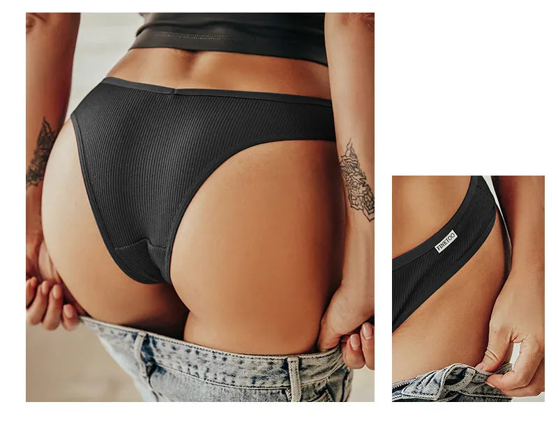 V-Waist Cotton Brazilian Brief Panties – Sexy Low-Rise Breathable Underwear for Women (M–XL, 9 Colors)