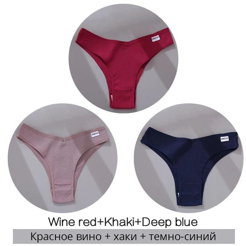 3-Pack Seamless Cotton Brief Panties – Breathable Low-Rise Underwear for Women (M–XL, 28 Color Sets)