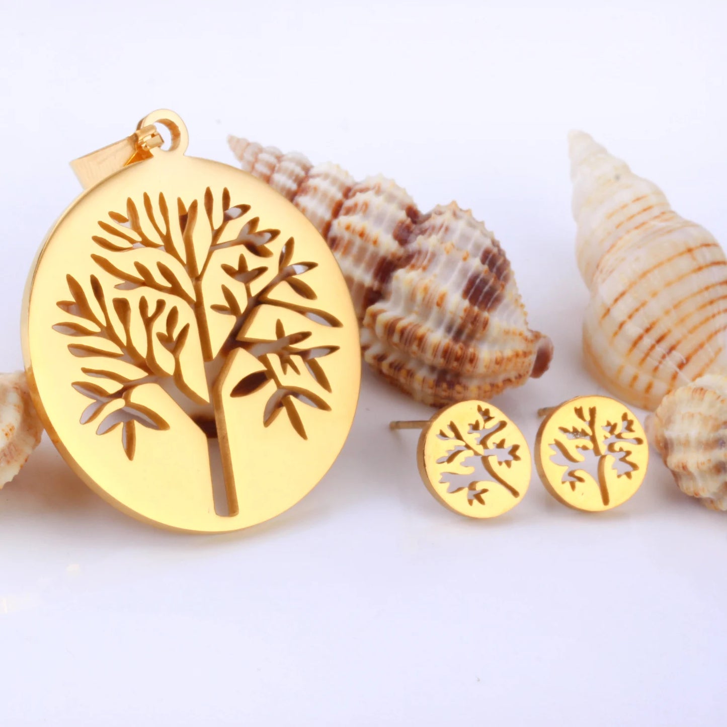 Tree of Life Jewelry Set – Stainless Steel Necklace & Earrings for Women