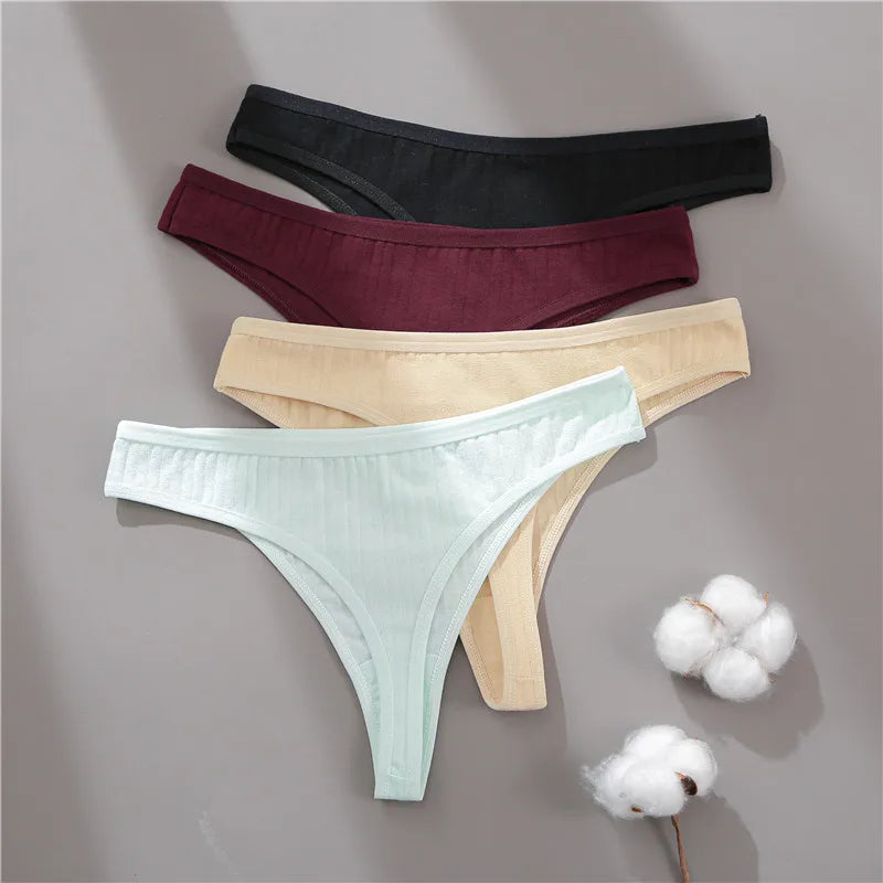 FINETOO 7PCS/Set G-string Cotton Women Lingerie Panties Thong Female Underwear Sexy Pantys Underpant Girl Intimates Thongs S-XL