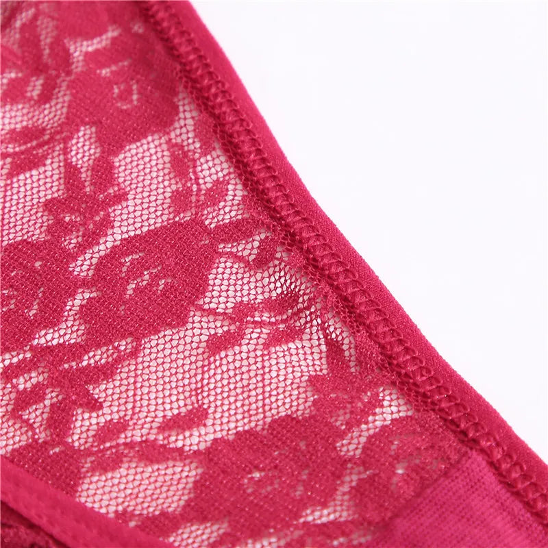 FINETOO 2PCS/Set Women Lace G-string Panties Thongs Sexy Underwear Pantys Low-Waist Femme Underpants Mesh Transparent  Lingerie