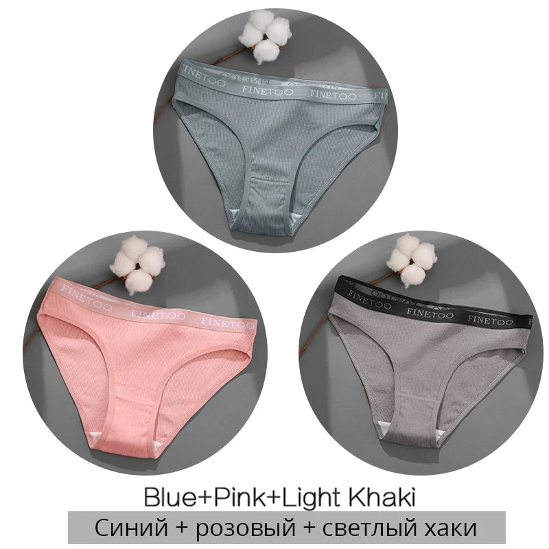 3-Pack Cotton Brief Panties – Soft Low-Rise Everyday Underwear for Women (M–2XL, 28 Color Sets, 2 Styles)