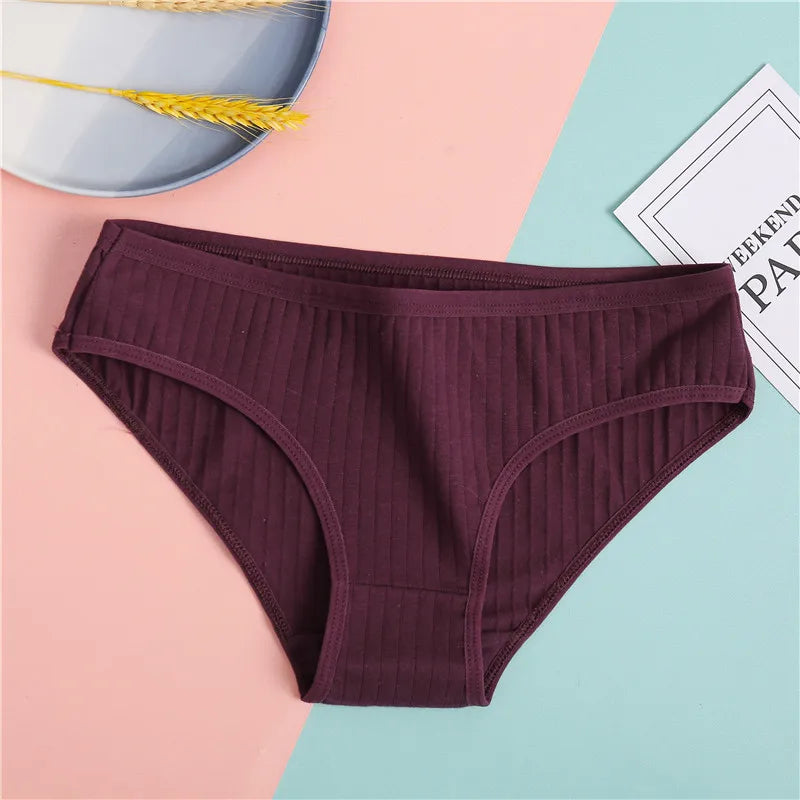 3-Pack Cotton Brief Panties – Soft Low-Rise Everyday Underwear for Women (M–2XL, 28 Color Sets, 2 Styles)