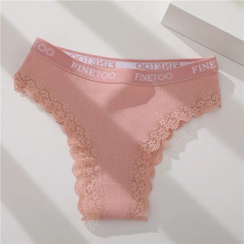 3-Pack Cotton Lace-Trim Brazilian Thongs — Logo Waistband Low-Rise G-String M–2XL