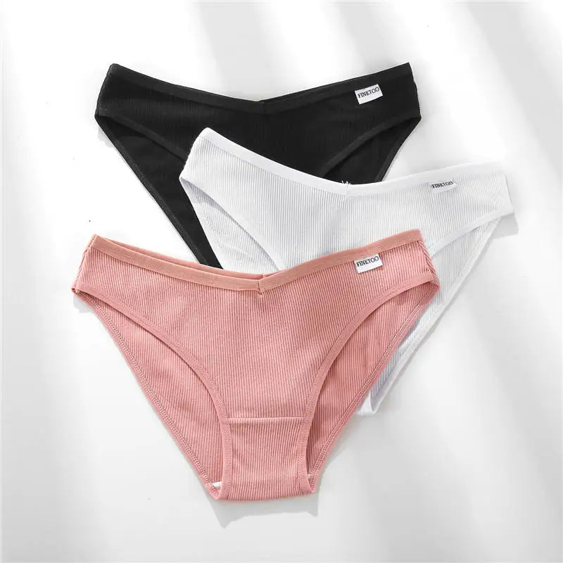 FINETOO 4Pcs/Set M-4XL Cotton Panties Female Underpants Sexy Panties for Women Briefs Underwear Plus Size Pantys Lingerie