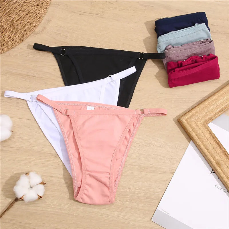 3-Pack Cotton Ring-Strap Bikini Briefs — Low-Rise Soft Panties M–2XL