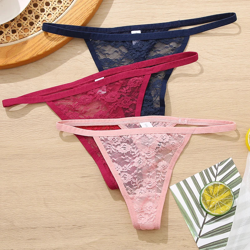 FINETOO Sexy Lace Thongs M-XL Low Waist T-Back Underwear Women Lace G-string Underpants Lady Bikini Panties Female Sexy Lingerie