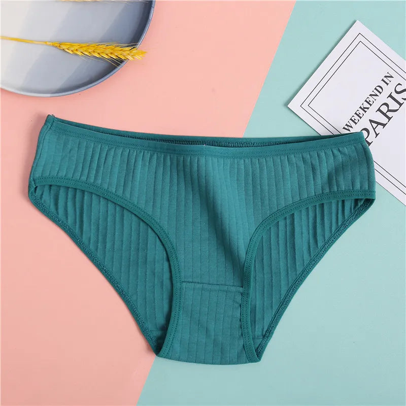 3-Pack Cotton Brief Panties – Soft Low-Rise Everyday Underwear for Women (M–2XL, 28 Color Sets, 2 Styles)