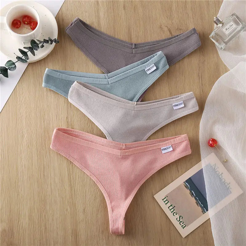 Sexy Panties Women G-string Cotton Feamle Underwear Panties Low Waist Thong Underpants 6 Solid Color Pantys Intimates Lingerie