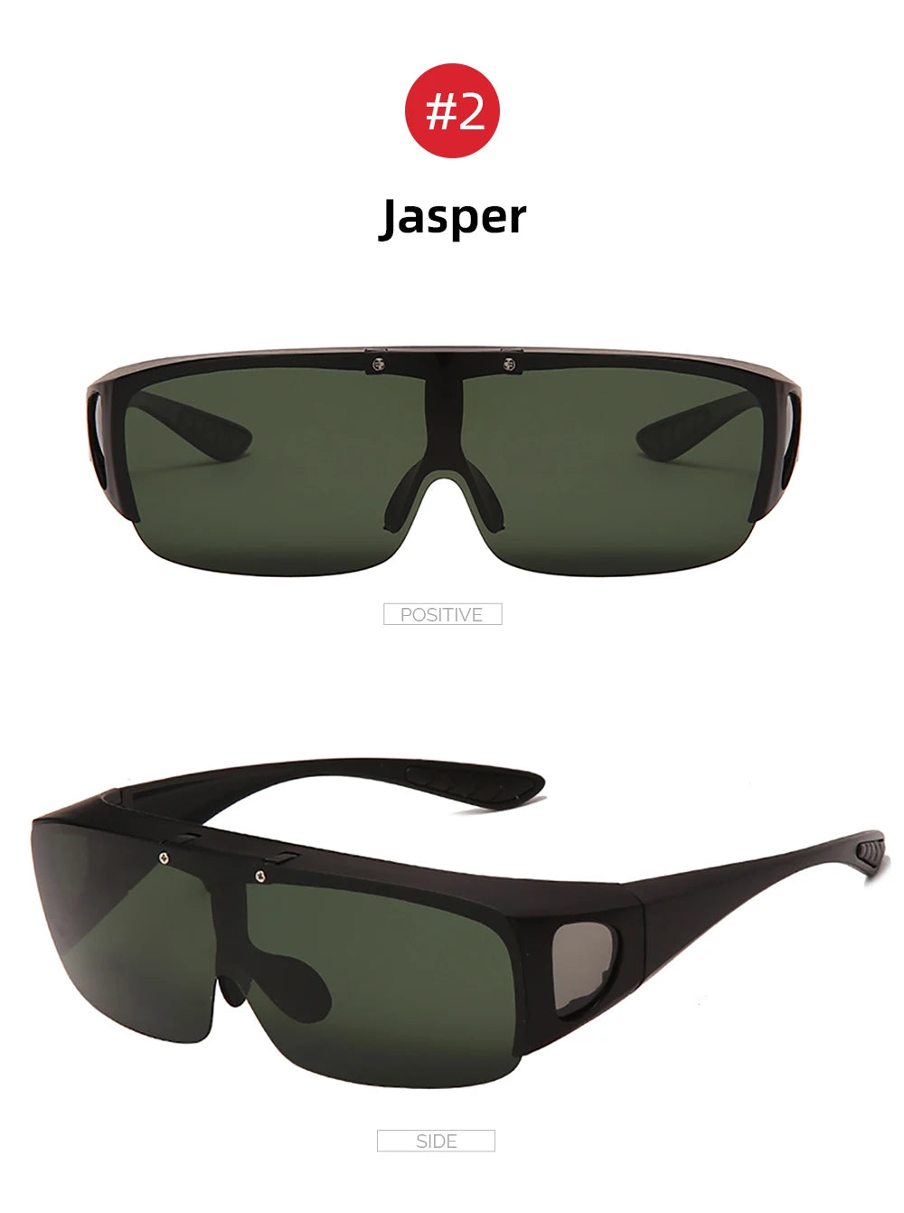Flip-Up Fit-Over Sunglasses | Square Frame, 5 Lens Options