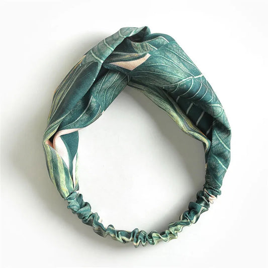 Boho Print Cross Turban Headband – Retro Bandana Hair Wrap for Women & Girls