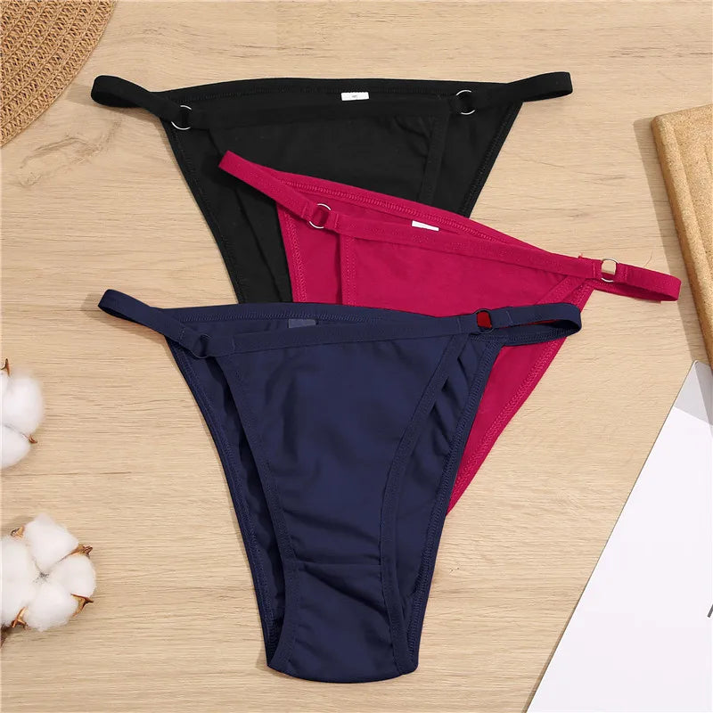 3-Pack Cotton Ring-Strap Bikini Briefs — Low-Rise Soft Panties M–2XL