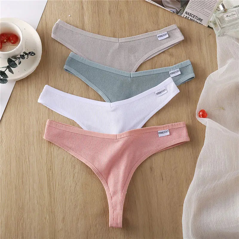 Sexy Panties Women G-string Cotton Feamle Underwear Panties Low Waist Thong Underpants 6 Solid Color Pantys Intimates Lingerie
