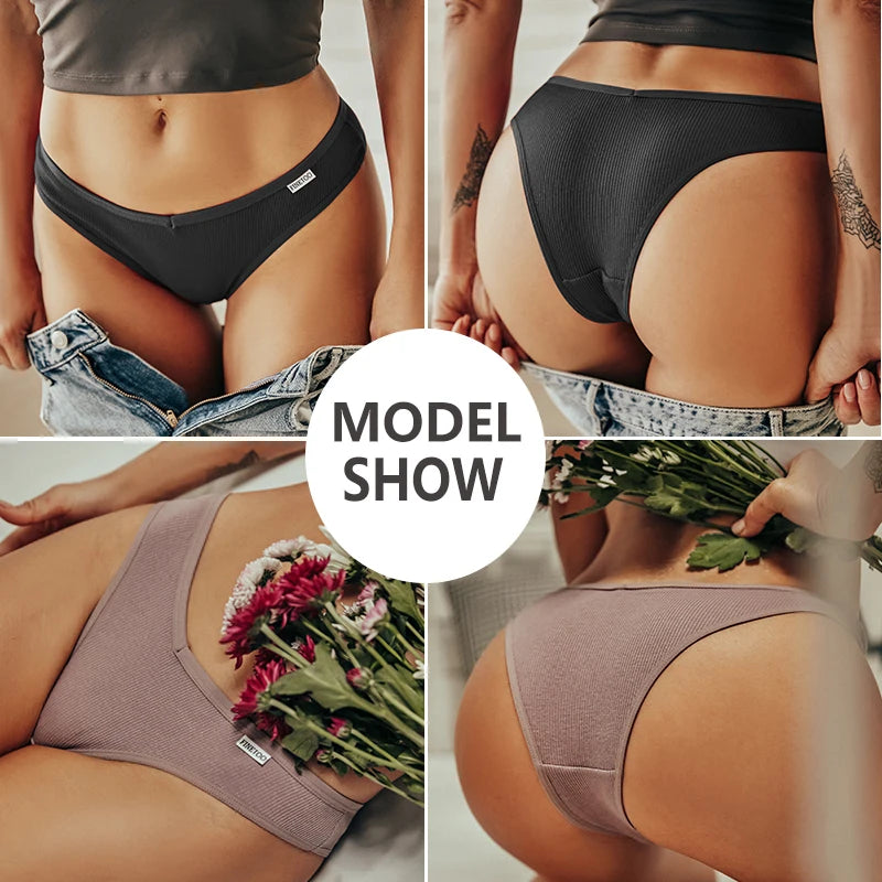 3-Pack Seamless Cotton Brief Panties – Breathable Low-Rise Underwear for Women (M–XL, 28 Color Sets)