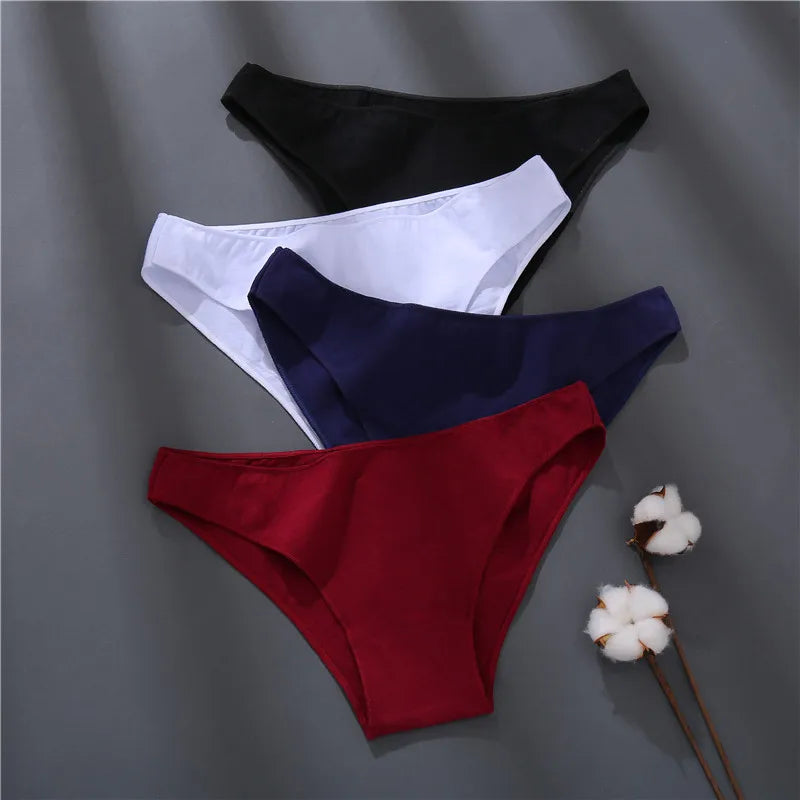 FINETOO M-2XL Women Cotton Soft Panties Midi Waist Pantys Lingerie Femme Panty Briefs Woman Underpants Sexy Underwear for Girls