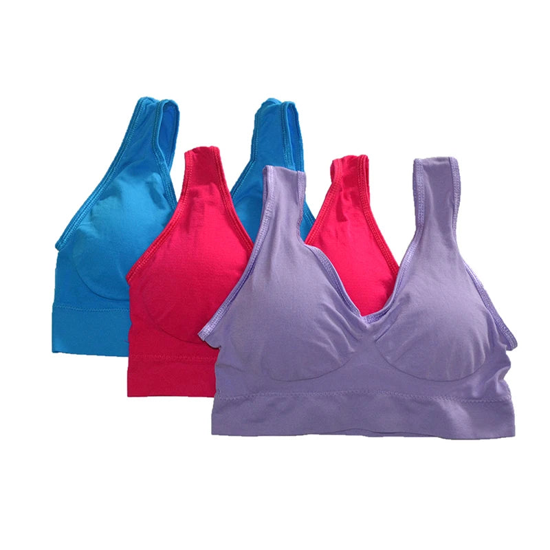 Women's Seamless Push-Up Bra – 3-Piece Set | Wire-Free Removable Pad Plus Size S–4XL
