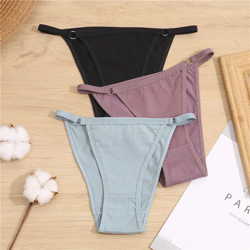 3-Pack Cotton Ring-Strap Bikini Briefs — Low-Rise Soft Panties M–2XL
