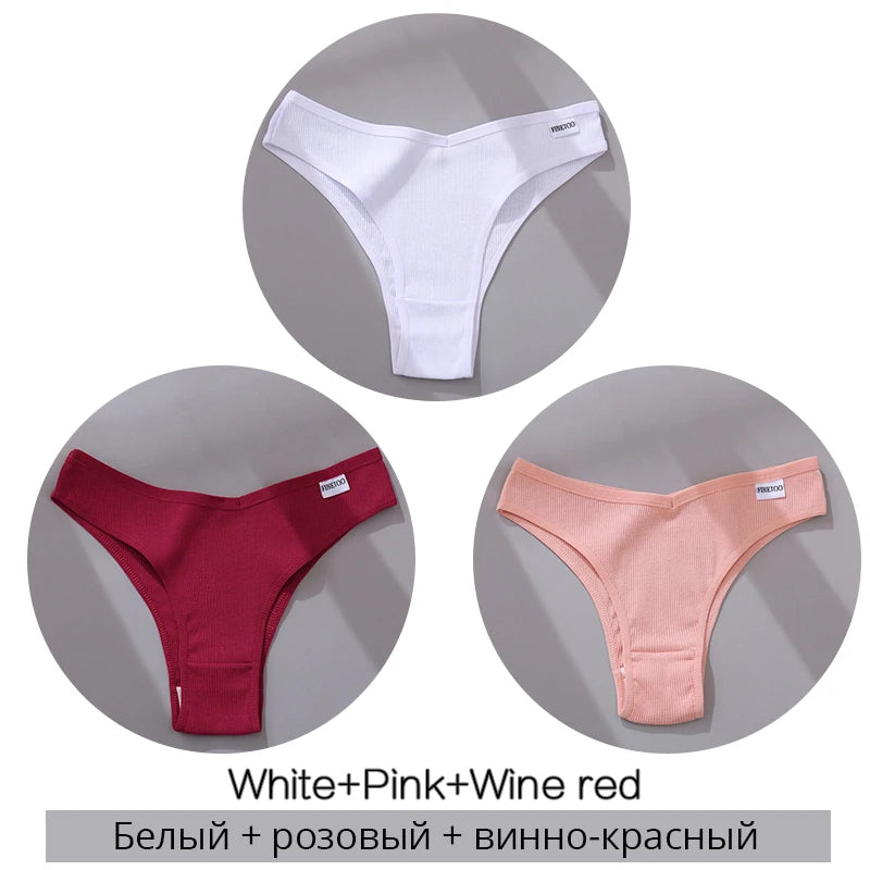 3-Pack Seamless Cotton Brief Panties – Breathable Low-Rise Underwear for Women (M–XL, 28 Color Sets)