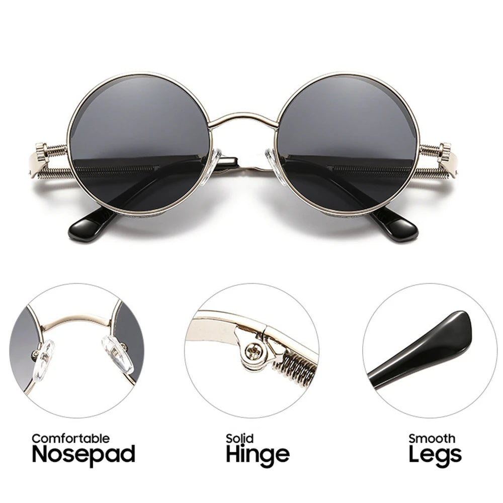 Round Steampunk Sunglasses | Metal Frame, 10 Color Options