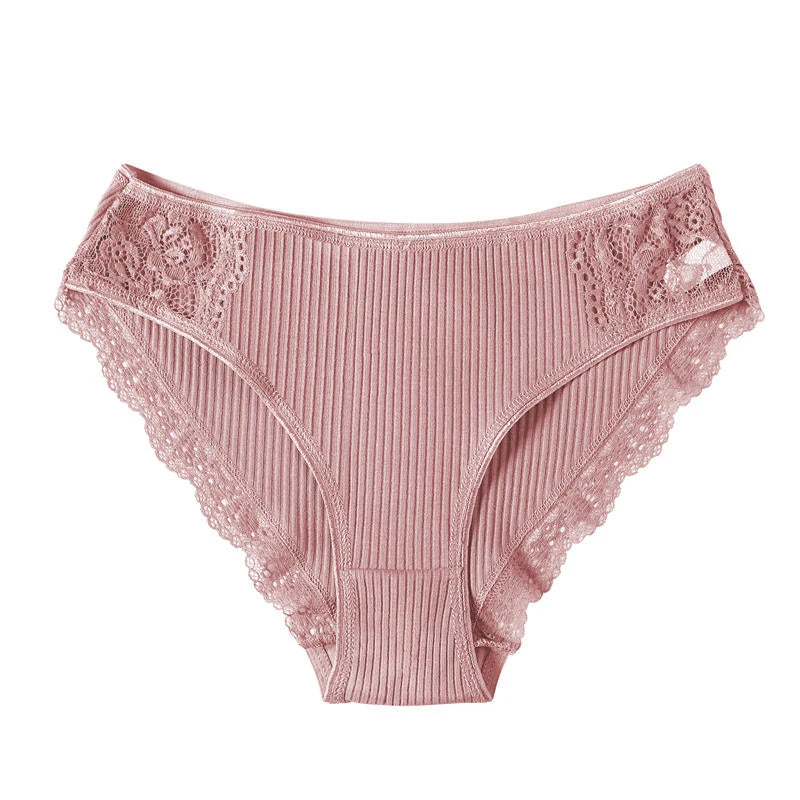 FINETOO 3PCS/Set Cotton Panties Women Underwear Sexy Panties Lace Brief for Female Panty Lingerie Low Waist Floral culotte femme