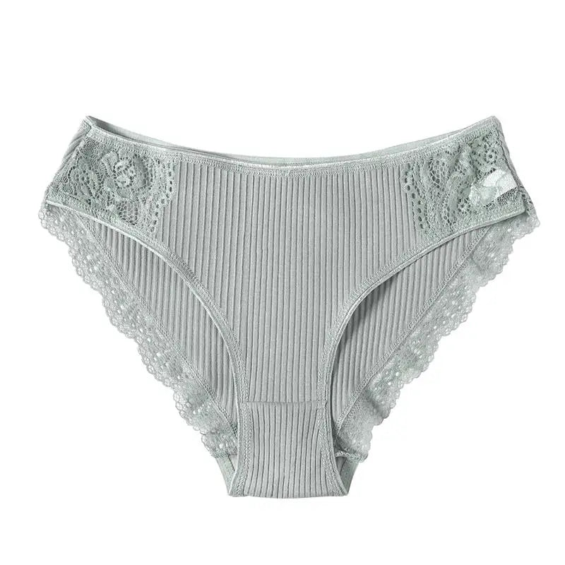 FINETOO 3PCS/Set Cotton Panties Women Underwear Sexy Panties Lace Brief for Female Panty Lingerie Low Waist Floral culotte femme