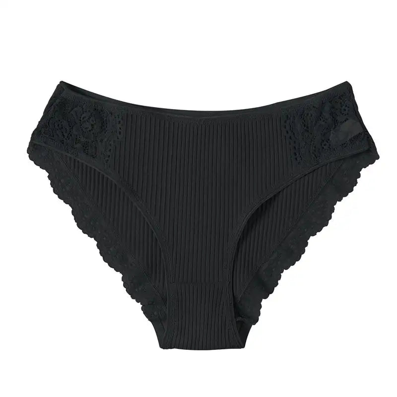 FINETOO 3PCS/Set Cotton Panties Women Underwear Sexy Panties Lace Brief for Female Panty Lingerie Low Waist Floral culotte femme