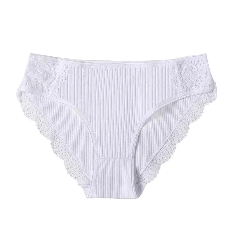 FINETOO 3PCS/Set Cotton Panties Women Underwear Sexy Panties Lace Brief for Female Panty Lingerie Low Waist Floral culotte femme
