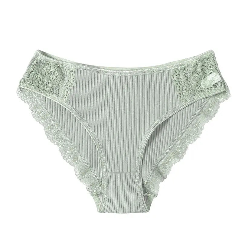 FINETOO 3PCS/Set Cotton Panties Women Underwear Sexy Panties Lace Brief for Female Panty Lingerie Low Waist Floral culotte femme