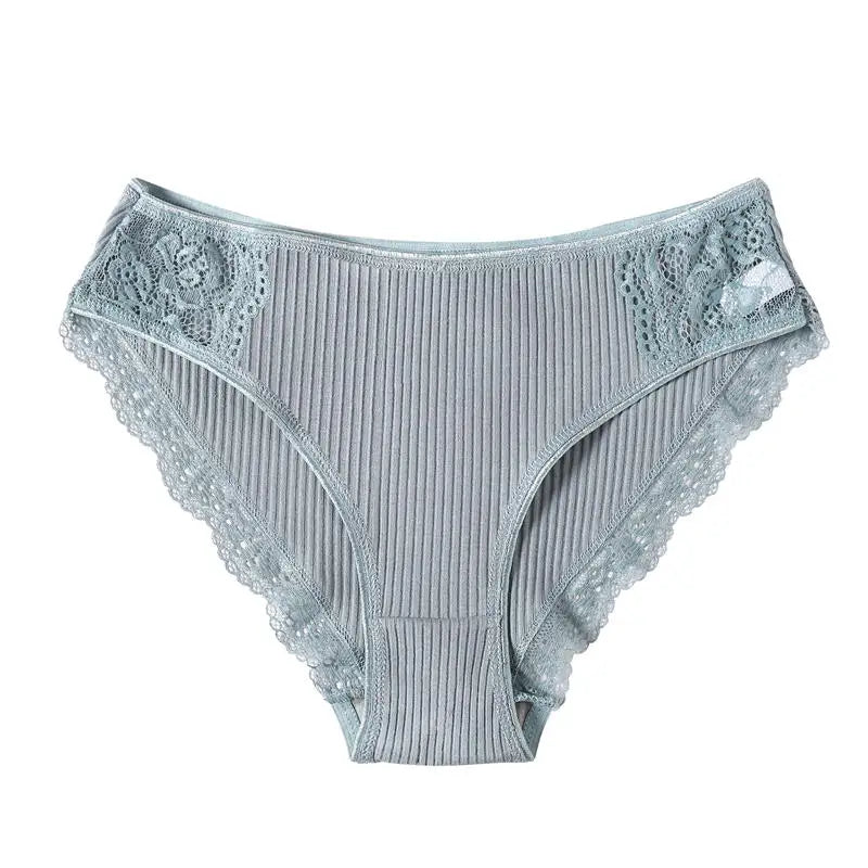 FINETOO 3PCS/Set Cotton Panties Women Underwear Sexy Panties Lace Brief for Female Panty Lingerie Low Waist Floral culotte femme