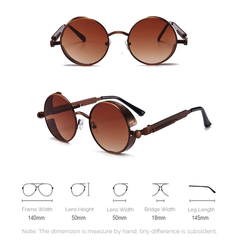 Round Steampunk Sunglasses | Metal Frame, 10 Color Options