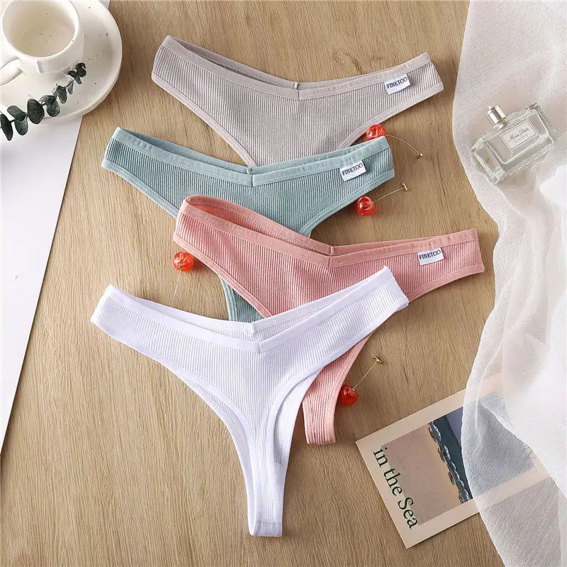 Sexy Panties Women G-string Cotton Feamle Underwear Panties Low Waist Thong Underpants 6 Solid Color Pantys Intimates Lingerie