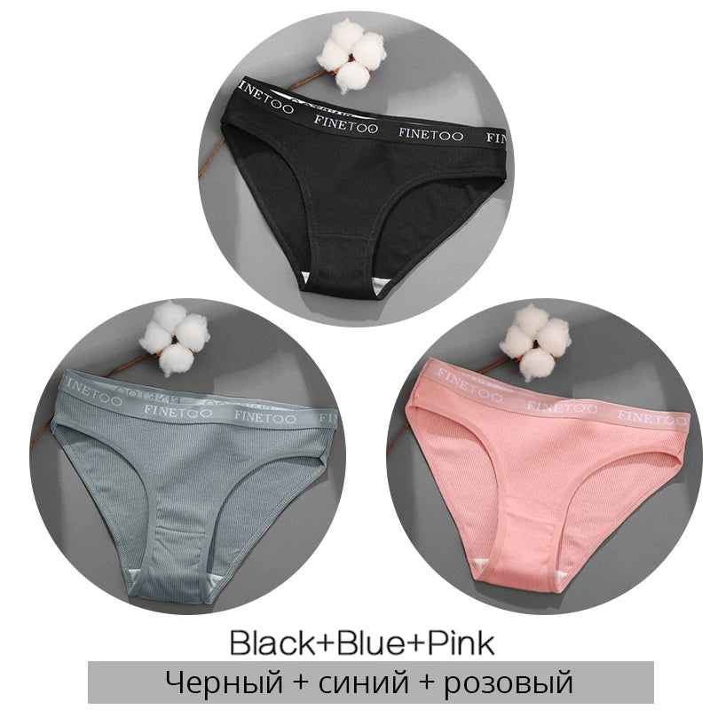 3-Pack Cotton Brief Panties – Soft Low-Rise Everyday Underwear for Women (M–2XL, 28 Color Sets, 2 Styles)