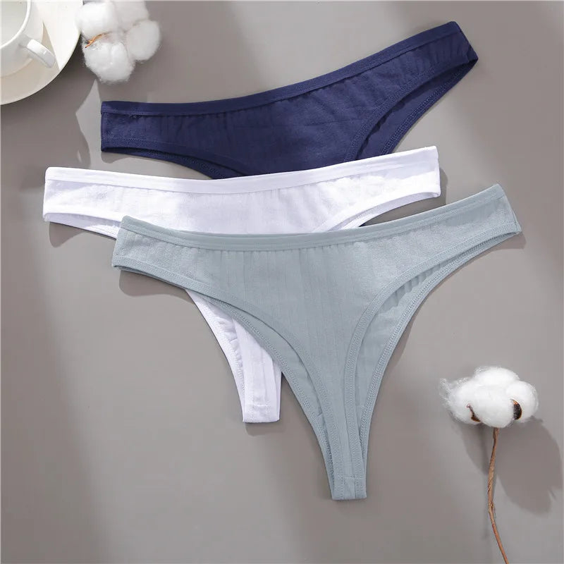 FINETOO 7PCS/Set G-string Cotton Women Lingerie Panties Thong Female Underwear Sexy Pantys Underpant Girl Intimates Thongs S-XL